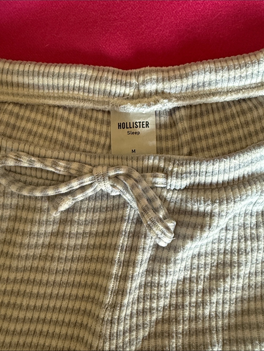 Hollister Light Gray & White Ribbed Sleep/Lounge Pants